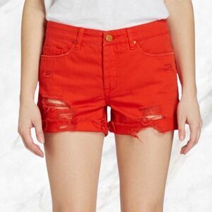 Blank NYC Red Distressed Cutoff Jean Shorts